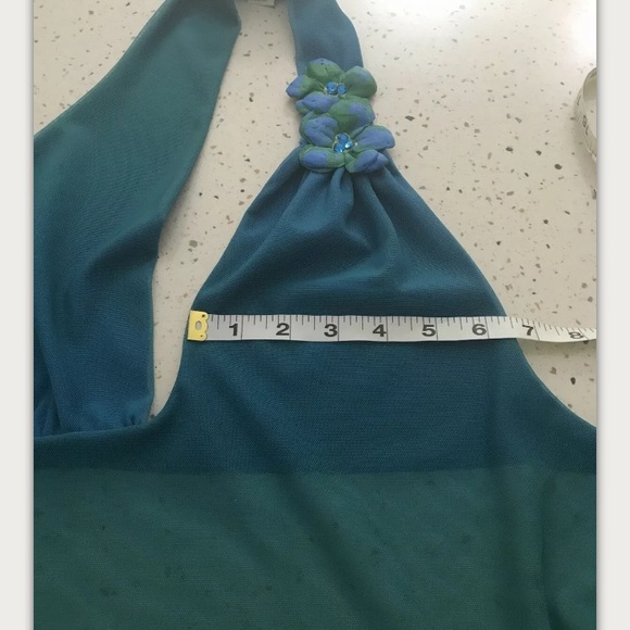 SOLD!!! Ema Savahl Halter Crop Top Flowers Blue Green S/M - Picture 14 of 16